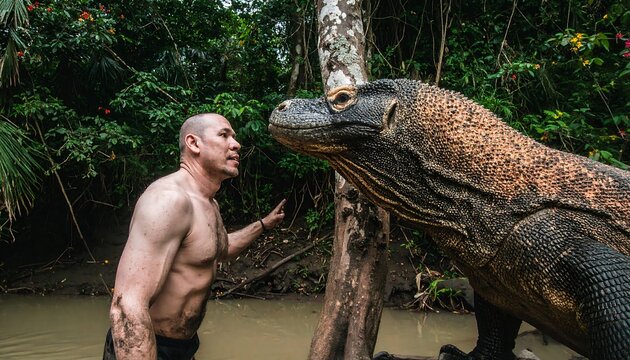 Man encounters Komodo dragon