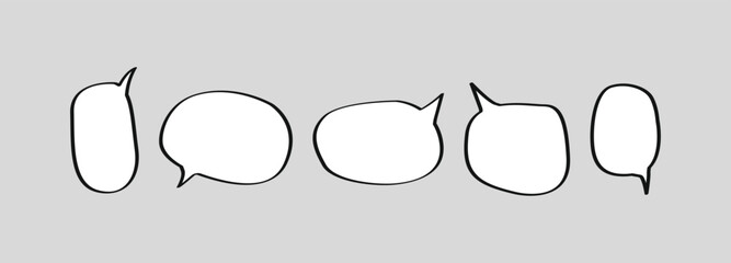 A hand-drawn vector collection of white chat and speech bubbles on a gray background, perfect for social media, comics, and conversation themes © rochmuch