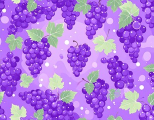 Purple grapes pattern on a purple background