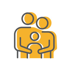 Family of three. Two parents and child, vector, icon.