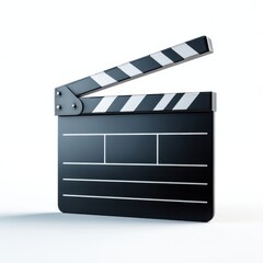 Fototapeta premium Classic Film Clapperboard Movie Production Ready to Shoot A Black and White Slate on White Background