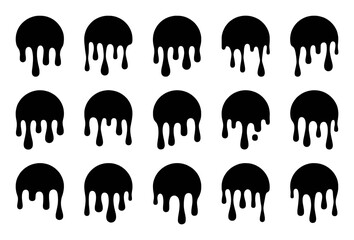 Black Dripping Circles Pattern on White Background