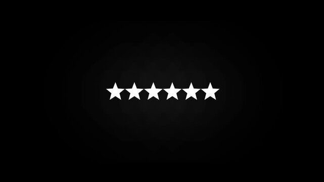 Review with six stars. Five stars for the survey, customer service, and feedback. six -star rated animation with an alpha channel and an isolated transparent backdrop