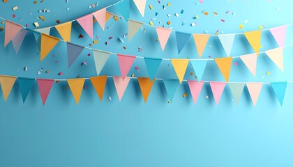Party bunting on blue background