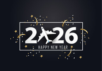 happy new year 2026. year 2026 with airplane
