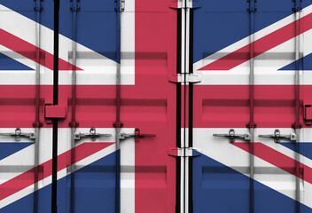 Shipping container with UK national flag overlay