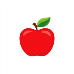 A Single Red Apple with Green Leaf Illustration Perfect for Healthy Eating Concepts and Educational Designs