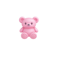 Fototapeta premium Cute Pink Teddy Bear Toy Sitting on a Plain Background