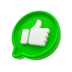 Green Like,Circular Thumbs-Up Feedback 3D PNG  