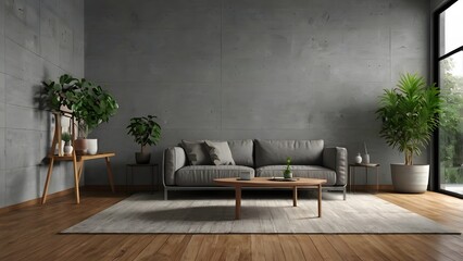 modern minimalist living room interior design with potted plants