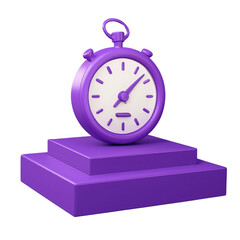 Purple Stopwatch on Pedestal 3D PNG Background Removed