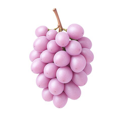 Fresh Pink Grapes Cluster on White Background for Health and Food