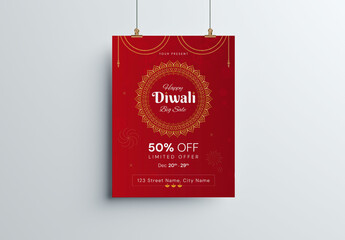 Indian Diwali Sales Poster Layout for Festival Discount