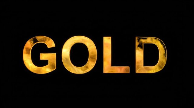 GOLD text glowing in bright ink symbolizing financial wealth and achievement