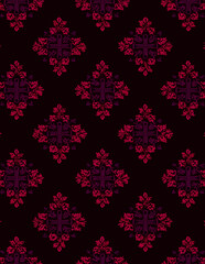 Patr&oacute;n sin fisuras de estilo vectorial: Dise&ntilde;o floral oscuro