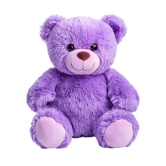 Cute Purple Plush Teddy Bear Sitting with Soft Fur and Round Face