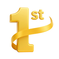  3D First Place Ribbon Gold Winner Badge Transparent PNG