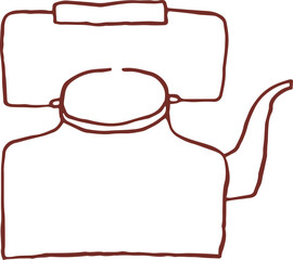 Cute hand drawn line art whimsical illustration of coffee cup, tea cup. Hot drink in mug. Outlined vector clip art