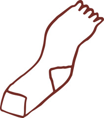 Obraz premium Cute hand drawn line art whimsical illustration of cute ruffled sock. Outlined vector clip art
