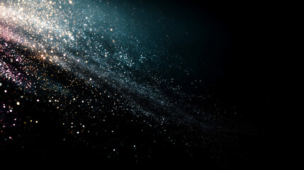 Obraz premium 斜めに走る光の粒子ラインと星屑のグラデーション背景