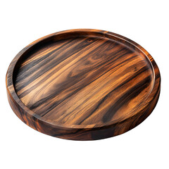 Obraz premium Large Round Wooden Serving Tray Isolated on White Background