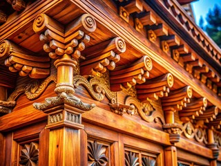 Obraz premium Craftsmanship: Traditional Woodworking Details, Creation & Dedication in Architectural Design