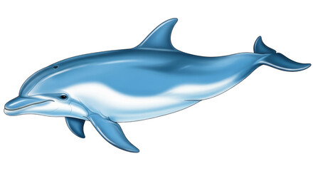 Isolated Dolphin Swimming, Cartoon Vector Illustration, Sea Animal Icon, Undersea Wildlife