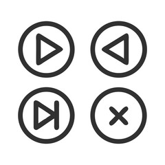 Media Player Icon Pack – Play, Pause, Stop, Rewind, Fast Forward – Flat Vector Icons