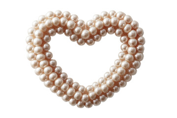 Obraz premium Heart-shaped pearl necklace on black background, cut out