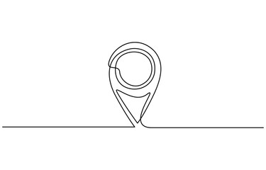 Continuous one line drawing of Location icon vector illustration. Editable outline