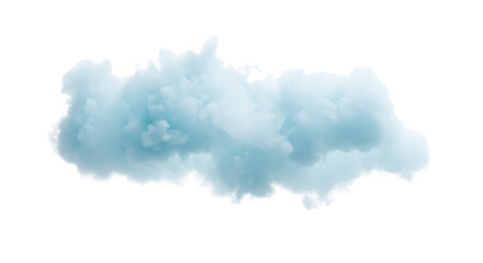 A fluffy blue cloud isolated on transparent background, floating serenely, a symbol of peace and tranquility, with its soft texture and ethereal form, evoking a sense of wonder and calm