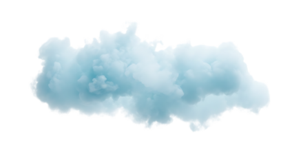 A fluffy blue cloud isolated on transparent background, floating serenely, a symbol of peace and tranquility, with its soft texture and ethereal form, evoking a sense of wonder and calm