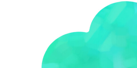 エメラルドグリーン色のハート型水彩デザイン