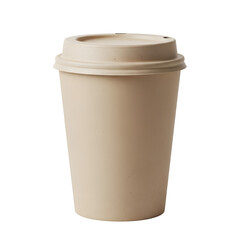 Beige Coffee Cup Sits Isolated on Transparent Background, Representing Coffee Culture
