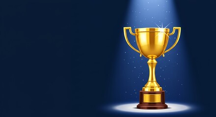 Golden trophy under spotlight