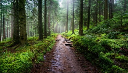 a narrow damp forest path