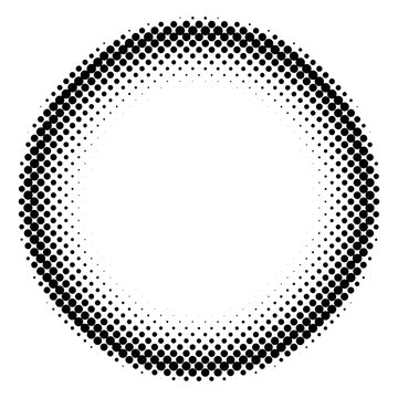 Black halftone dots forming a ring shape on white