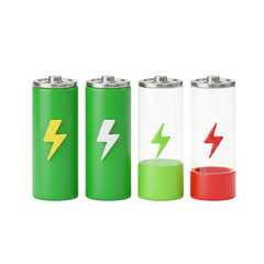 Battery charge levels with energy icons
