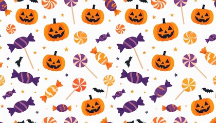 Halloween Candy and Lollipop Seamless Pattern