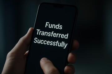 Successful Online Fund Transfer Confirmation on Smartphone Screen.