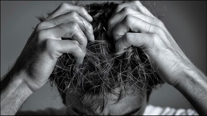 Struggling With Frizzy Hair During a Morning Routine in a Cozy Bedroom While Trying Different Techniques and Solutions