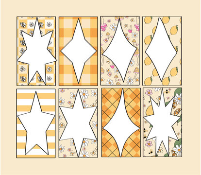 orange and yellow pattern frames set