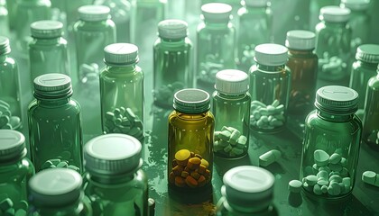 Medicine bottles and pills