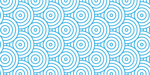seamless pattern with blue waves circle overlapping fabric overlap swirl textile design.	
