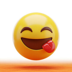 Fototapeta premium Funny emoji with tongue sticking out, isolated on white background