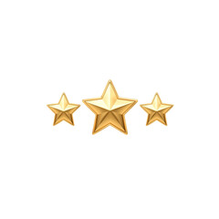 Three Gold Stars 3D Render of a Five-Star Rating System