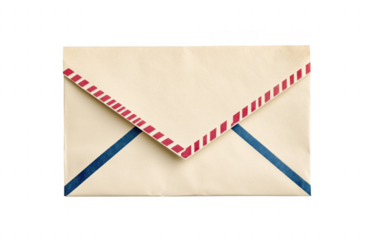 Close up image of vintage airmail envelope on a background with contrasting colors
