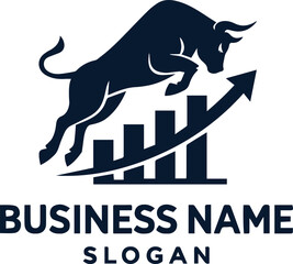 Bull Jumping Over a Rising Stock Chart