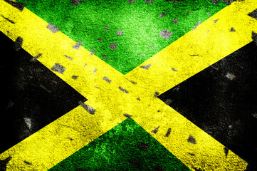 Grunge style filter of Jamaica national flag.