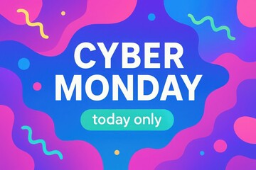 Cyber Monday Fluid Gradient Background Banner with Abstract Colorful Shapes